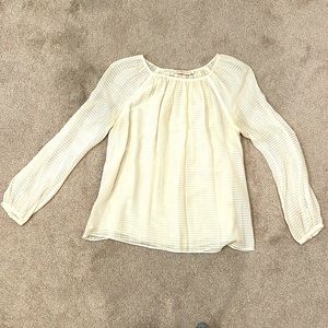 Tory Burch Ivory Pleated Silk Top
